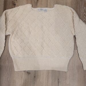 Liz Claiborne Hand Knit Sweater Women’s Large Silk Blend Pearl Beaded Heavy